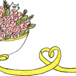 赤ちゃん・出産のフォトブックスタンプ素材：花束・バラ・リボン・猫