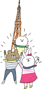 友達のフォトブックスタンプ素材：東京タワー・旅行・猫・熊・うさぎ・仲良し