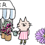 子供のフォトブックスタンプ素材：花屋・猫・お花
