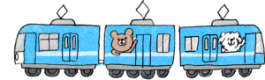 子供のフォトブックスタンプ素材：電車・乗り物・クマ・犬