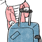 旅行のフォトブックスタンプ素材：スーツケース・旅行バック・ひとり旅・猫