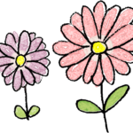 ピンクの花・紫の花：子供（女の子向け）のフォトブックスタンプ素材