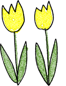 チューリップ・黄色の花：卒園アルバムのフォトブックスタンプ素材