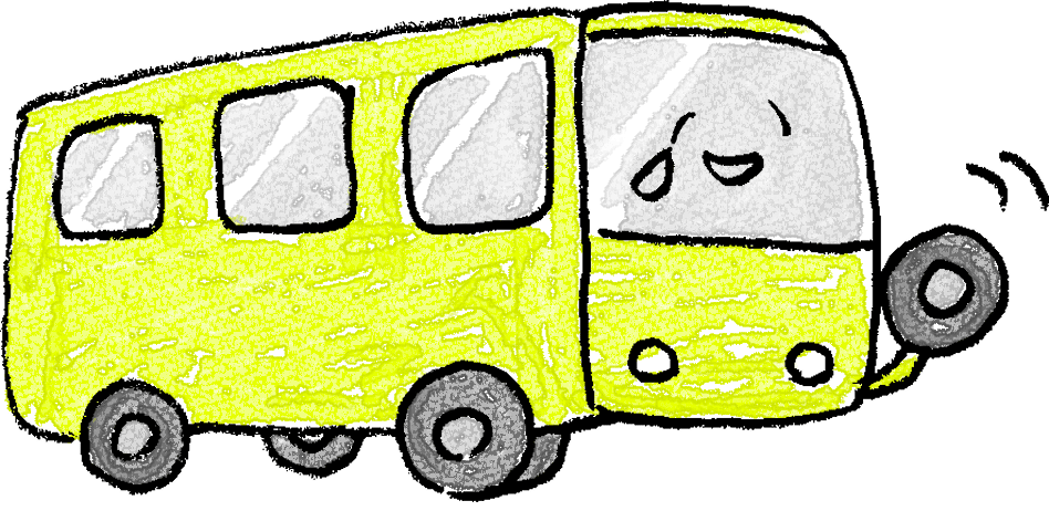 幼稚園・保育園バス：卒園アルバムのフォトブックスタンプ素材