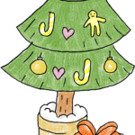 クリスマスツリー・プレゼント：クリスマスのフォトブックスタンプ素材