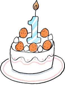 １歳のバースデーケーキ・誕生日：赤ちゃん・ファーストイヤーのスタンプ素材