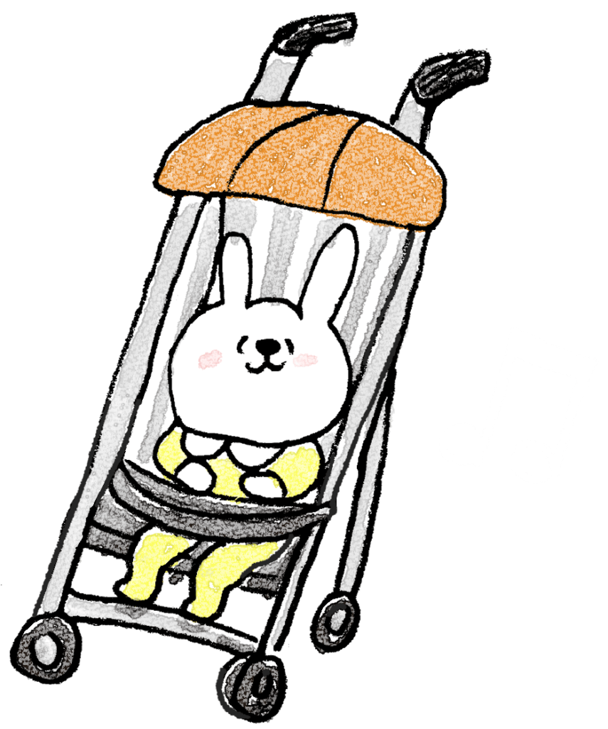 ベビーカーに乗る赤ちゃん：赤ちゃん・ファーストイヤーのスタンプ素材