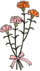 カーネーション（ピンク・赤）花束・母の日・リボン・プレゼント：母の日のスタンプ素材