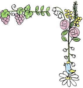 草・花・枠（右）：結婚式・ウエディングのスタンプ素材