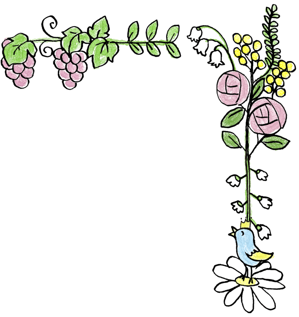 草・花・枠（右）：結婚式・ウエディングのスタンプ素材