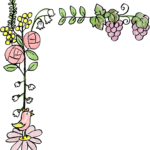 草・花・枠（左）：結婚式・ウエディングのスタンプ素材