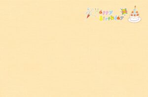 誕生日のフォトブックテンプレート　ケーキ　イエロー　ビスタプリント　縦長サイズ（表紙の背景用 / スマホで使用可能）